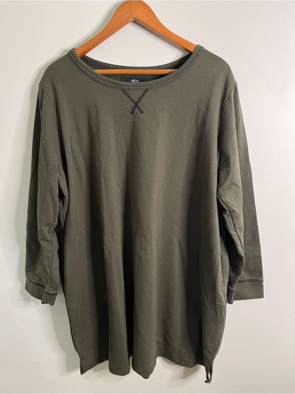 Loden Green Ellos Tunic Sweatshirt Dress With Side Pockets